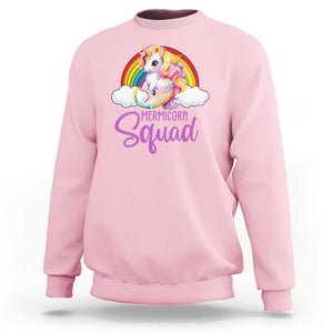 Mermicorn Squad Sweatshirt Mermaids Unicorns Birthday Party Rainbow TS11 Light Pink Print Your Wear
