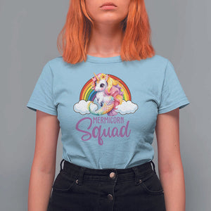 Mermicorn Squad T Shirt For Women Mermaids Unicorns Birthday Party Rainbow TS11 Light Blue Print Your Wear