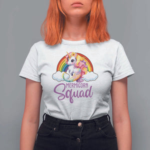 Mermicorn Squad T Shirt For Women Mermaids Unicorns Birthday Party Rainbow TS11 White Print Your Wear