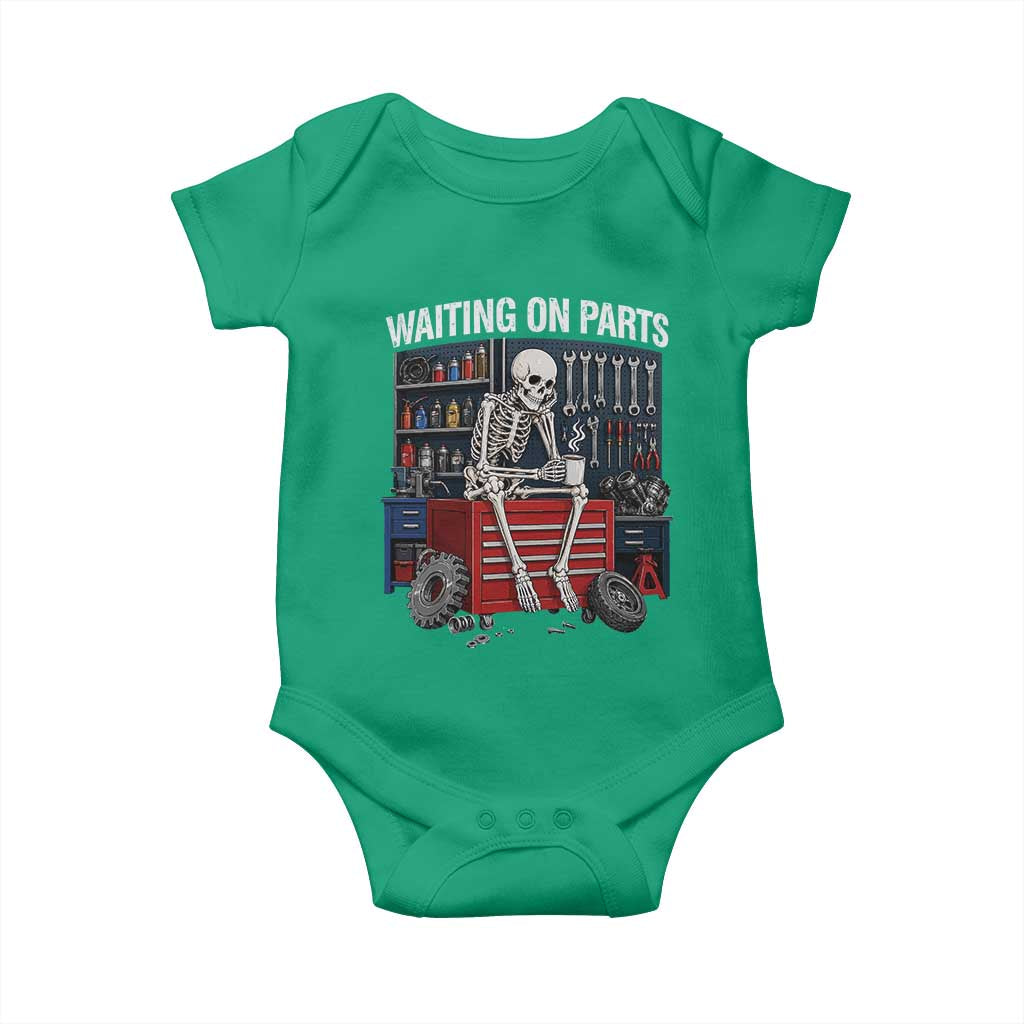 Waiting On Parts Funny Mechanic Baby Onesie Funny Skeleton Auto Repair Life