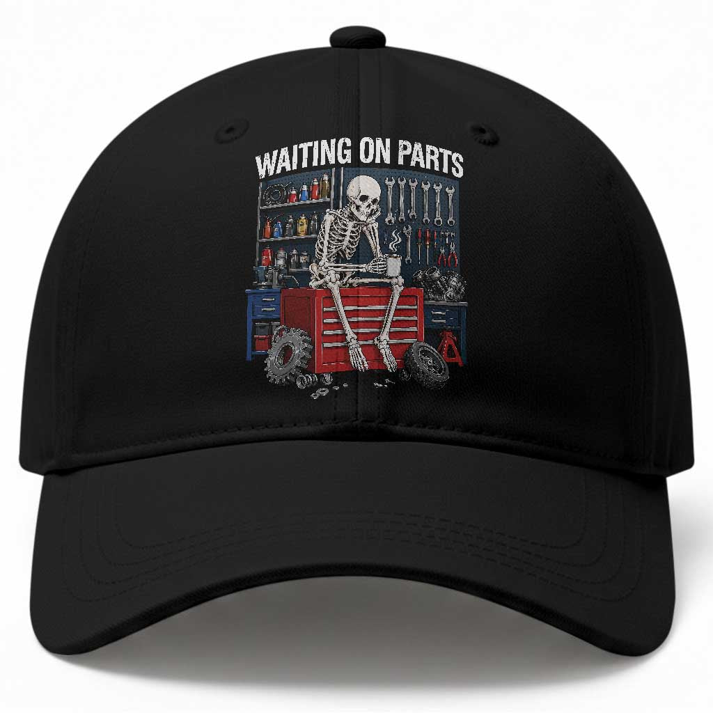 Waiting On Parts Funny Mechanic Baseball Cap Funny Skeleton Auto Repair Life TS11 Print Your Wear