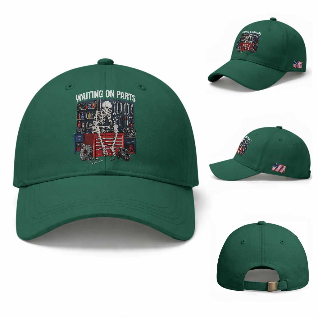 Waiting On Parts Funny Mechanic Baseball Cap Funny Skeleton Auto Repair Life
