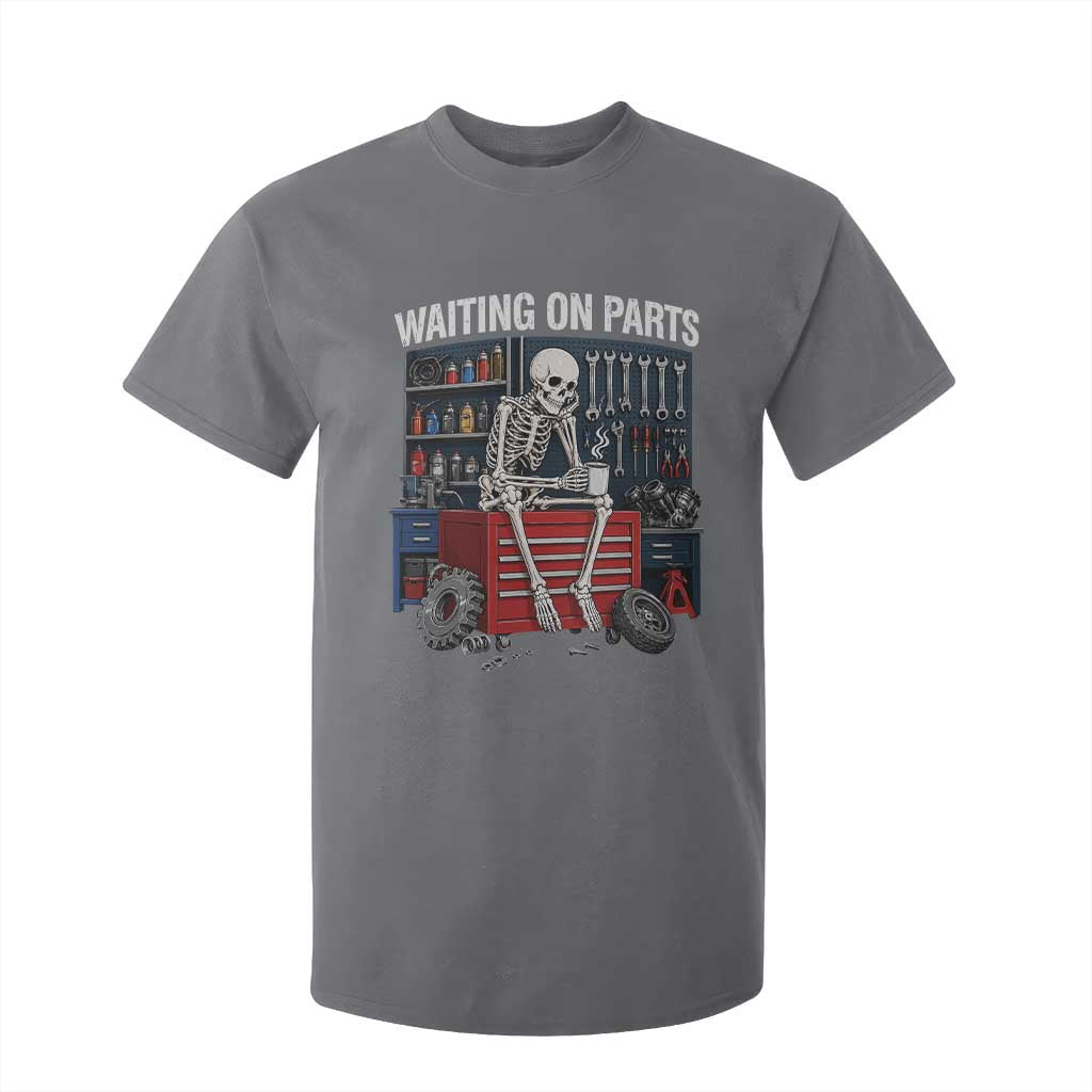 Waiting On Parts Funny Mechanic T Shirt For Kid Funny Skeleton Auto Repair Life