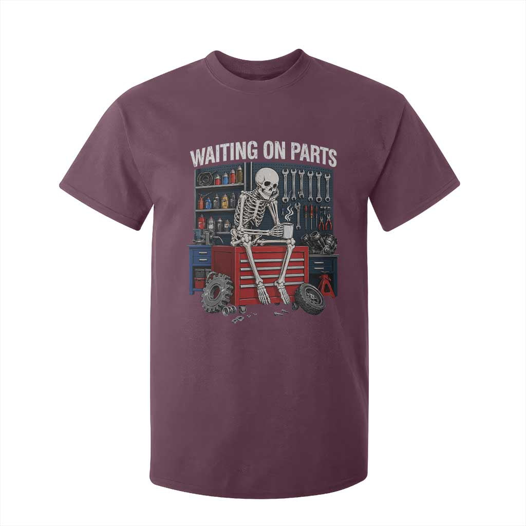 Waiting On Parts Funny Mechanic T Shirt For Kid Funny Skeleton Auto Repair Life