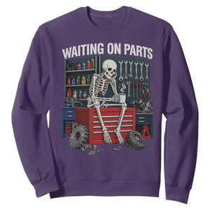 Waiting On Parts Funny Mechanic Sweatshirt Funny Skeleton Auto Repair Life