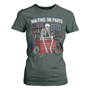 Waiting On Parts Funny Mechanic T Shirt For Women Funny Skeleton Auto Repair Life