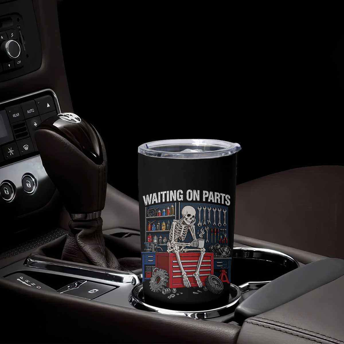Waiting On Parts Funny Mechanic Tumbler Cup Funny Skeleton Auto Repair Life