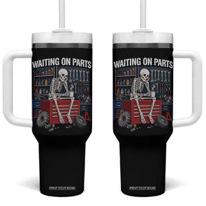 Waiting On Parts Funny Mechanic Tumbler With Handle Funny Skeleton Auto Repair Life