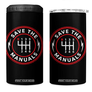 Save The Manuals Gear Shift Car Lover 4 in 1 Can Cooler Tumbler