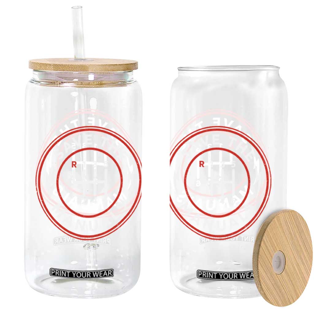 Save The Manuals Gear Shift Car Lover Glass Can