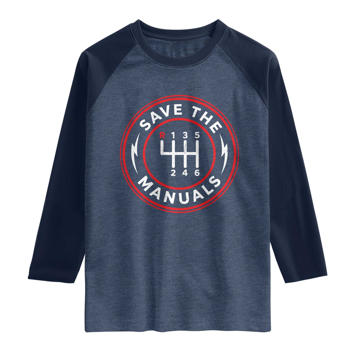 Save The Manuals Gear Shift Car Lover Raglan Shirt