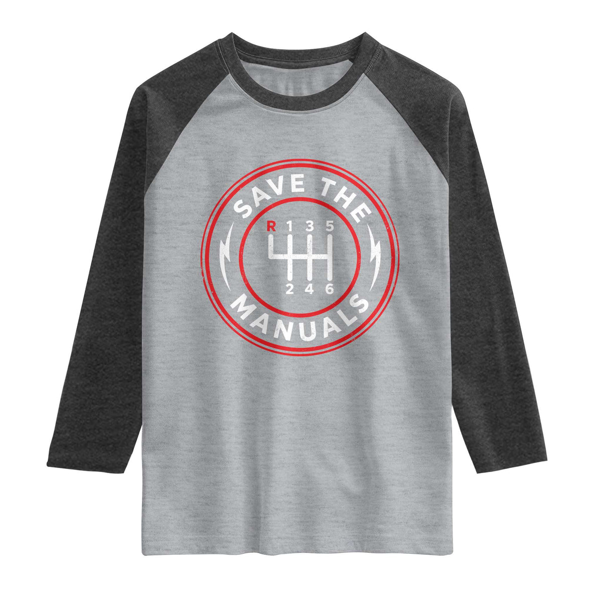 Save The Manuals Gear Shift Car Lover Raglan Shirt