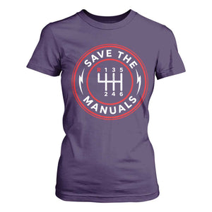 Save The Manuals Gear Shift Car Lover T Shirt For Women