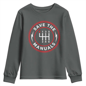 Save The Manuals Gear Shift Car Lover Youth Sweatshirt