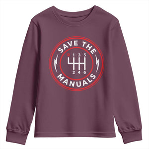 Save The Manuals Gear Shift Car Lover Youth Sweatshirt