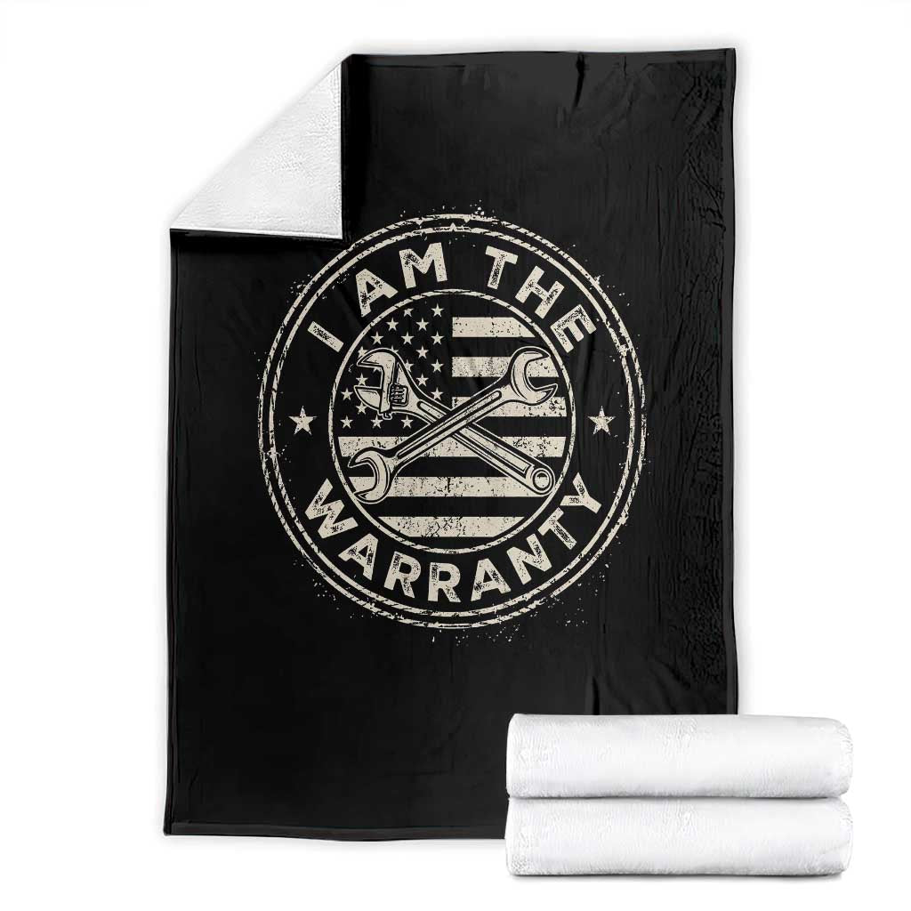 I Am The Warranty Funny Mechanic Throw Blanket Race Car Parts Repair Guy Vintage American Flag
