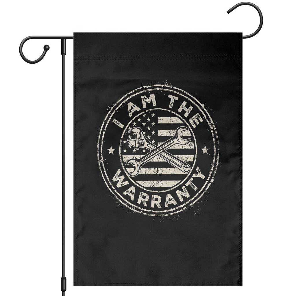 I Am The Warranty Funny Mechanic Garden Flag Race Car Parts Repair Guy Vintage American Flag