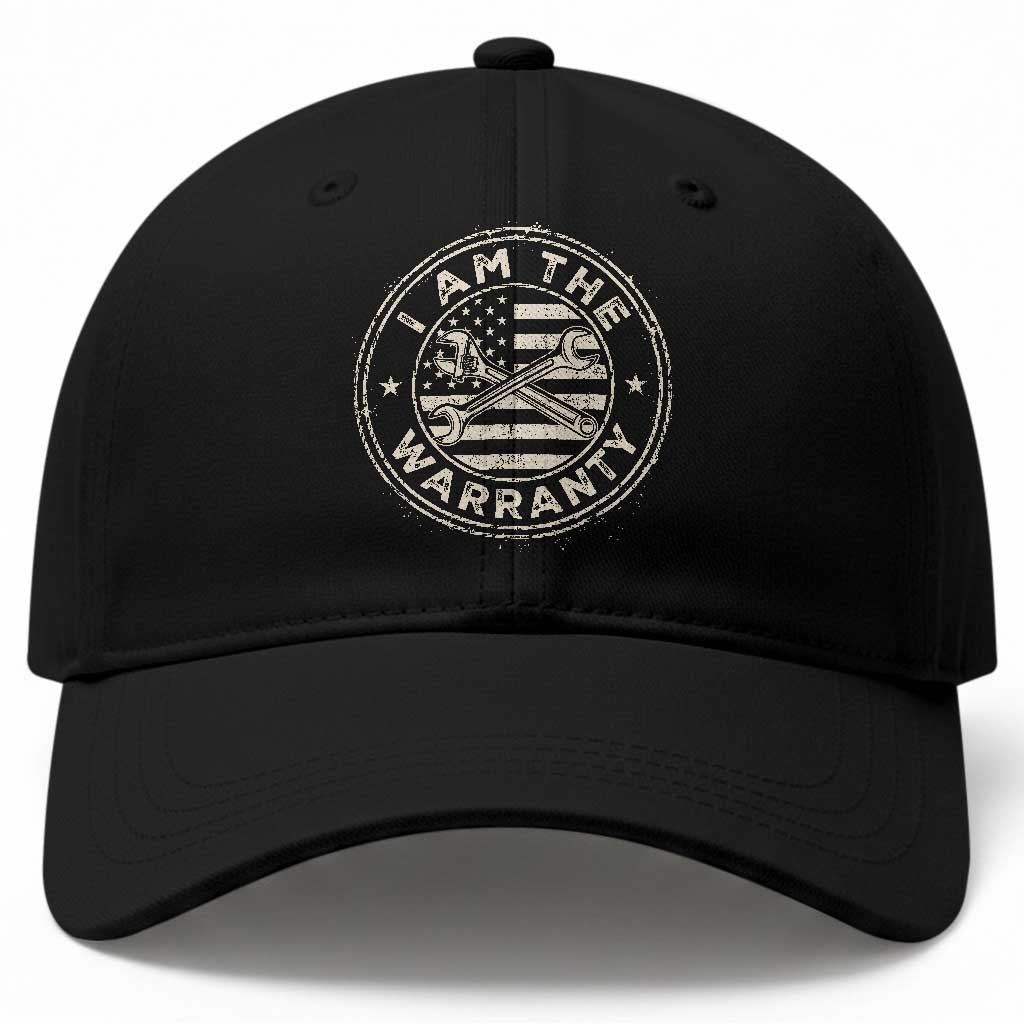I Am The Warranty Funny Mechanic Baseball Cap Race Car Parts Repair Guy Vintage American Flag