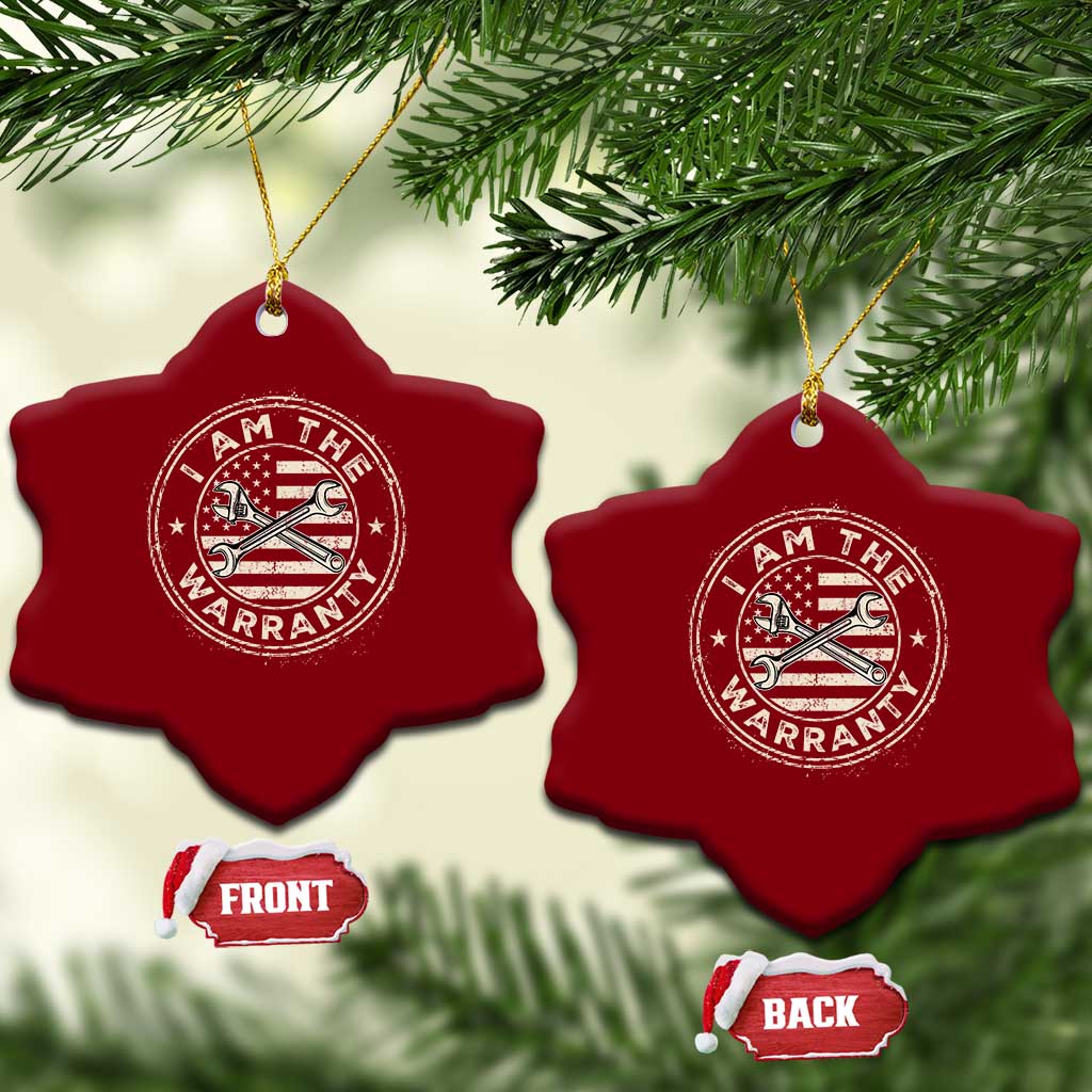 I Am The Warranty Funny Mechanic Ceramic Ornament Race Car Parts Repair Guy Vintage American Flag TS11 Print Your Wear