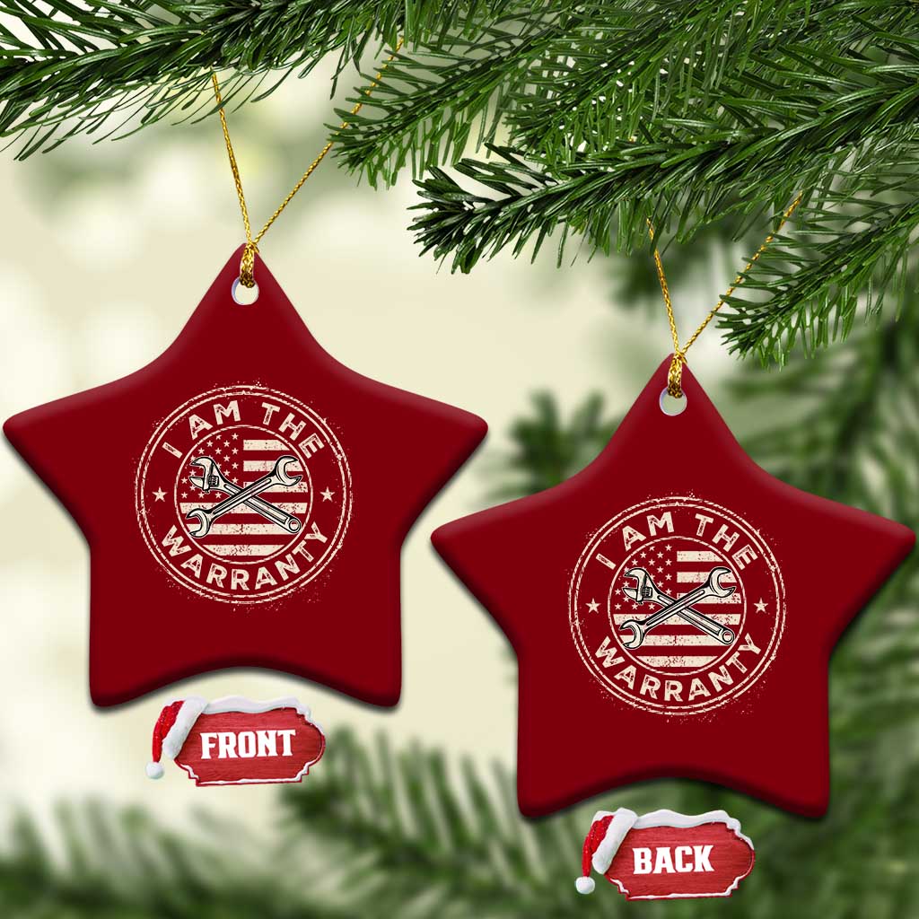 I Am The Warranty Funny Mechanic Ceramic Ornament Race Car Parts Repair Guy Vintage American Flag TS11 Print Your Wear