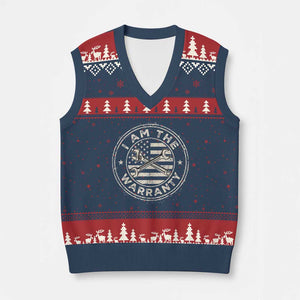 I Am The Warranty Funny Mechanic V-Neck Knit Sweater Vest Race Car Parts Repair Guy Vintage American Flag TS11 Navy Red Print Your Wear