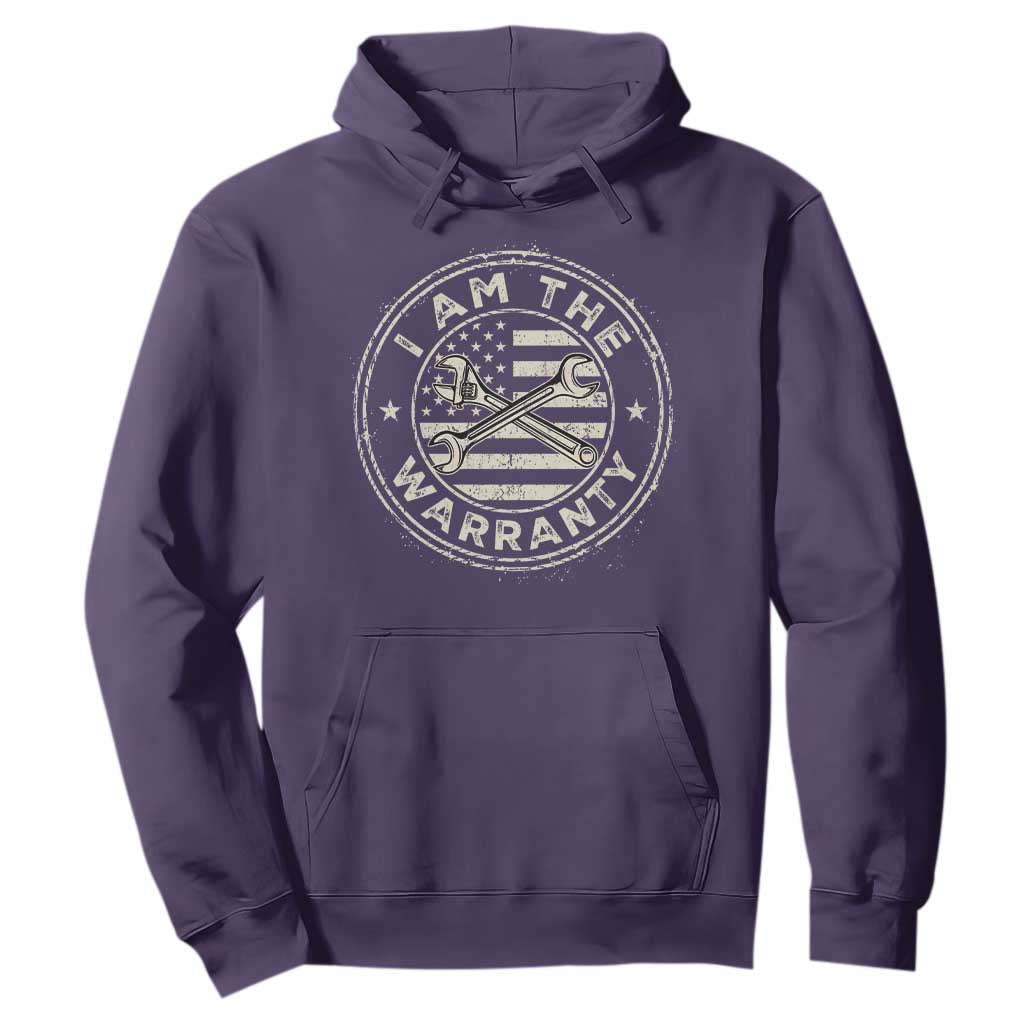 I Am The Warranty Funny Mechanic Hoodie Race Car Parts Repair Guy Vintage American Flag TS11 Purple Print Your Wear