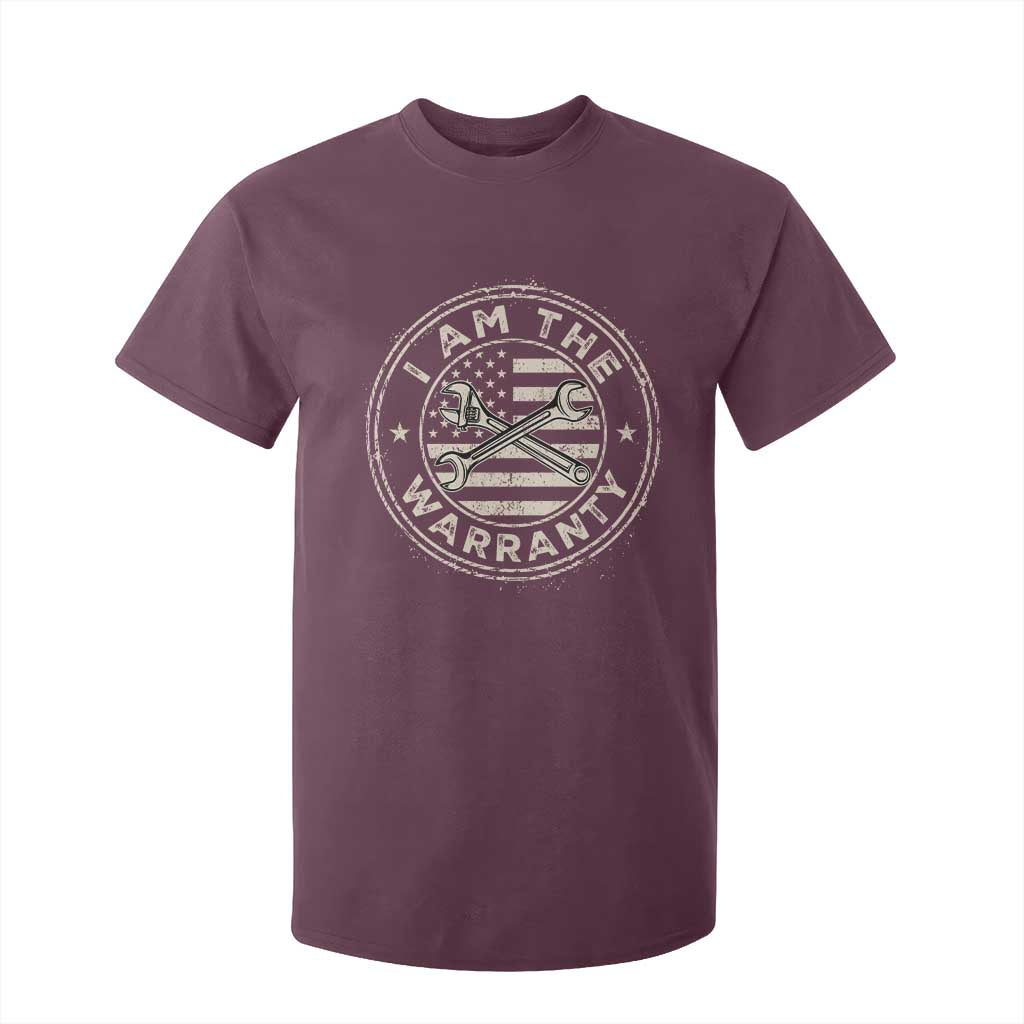 I Am The Warranty Funny Mechanic T Shirt For Kid Race Car Parts Repair Guy Vintage American Flag TS11 Maroon Print Your Wear