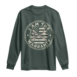 I Am The Warranty Funny Mechanic Long Sleeve Shirt Race Car Parts Repair Guy Vintage American Flag TS11 Dark Forest Green Print Your Wear