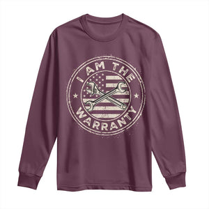 I Am The Warranty Funny Mechanic Long Sleeve Shirt Race Car Parts Repair Guy Vintage American Flag TS11 Maroon Print Your Wear