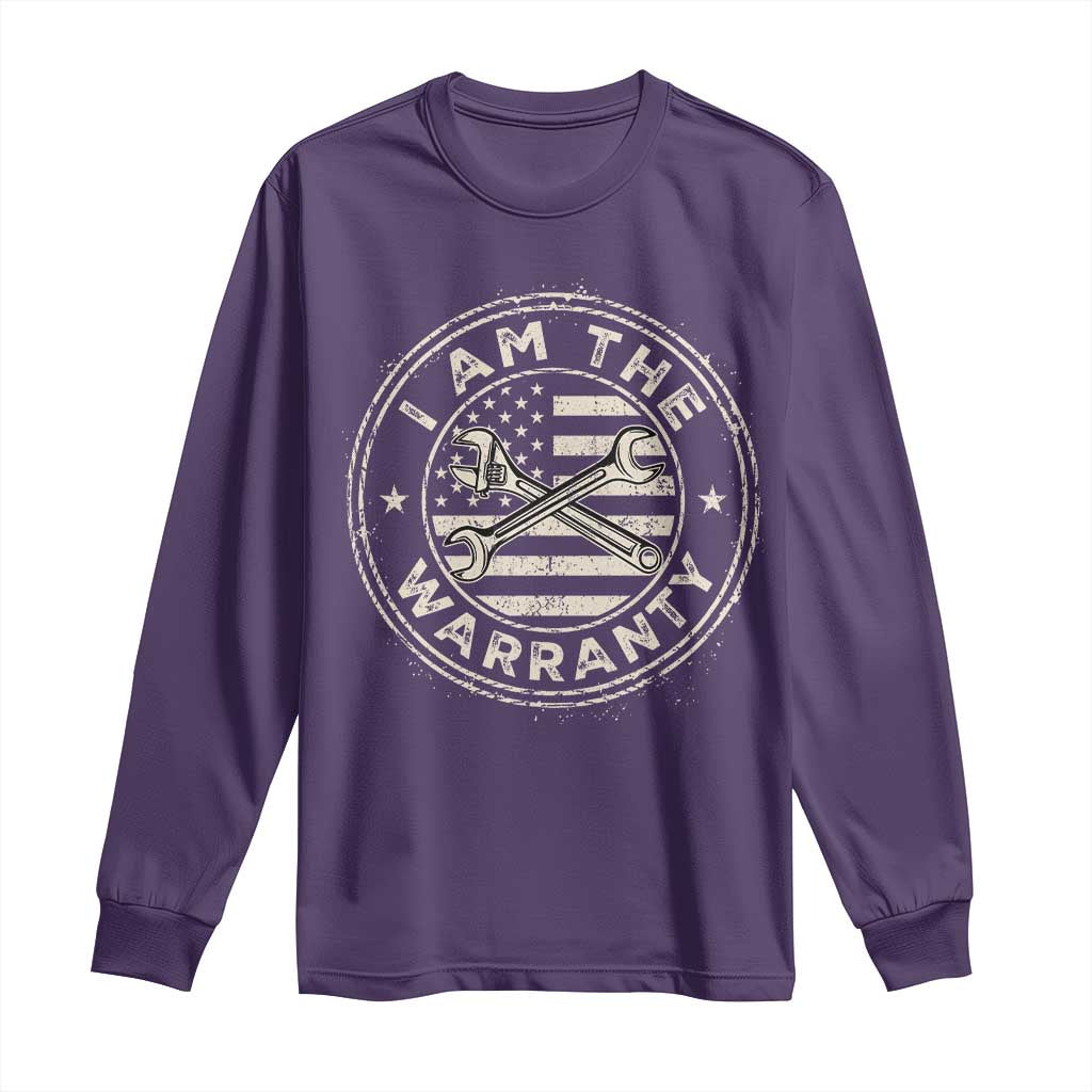 I Am The Warranty Funny Mechanic Long Sleeve Shirt Race Car Parts Repair Guy Vintage American Flag TS11 Purple Print Your Wear