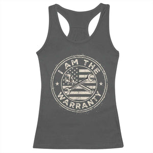 I Am The Warranty Funny Mechanic Racerback Tank Top Race Car Parts Repair Guy Vintage American Flag TS11 Dark Heather Print Your Wear