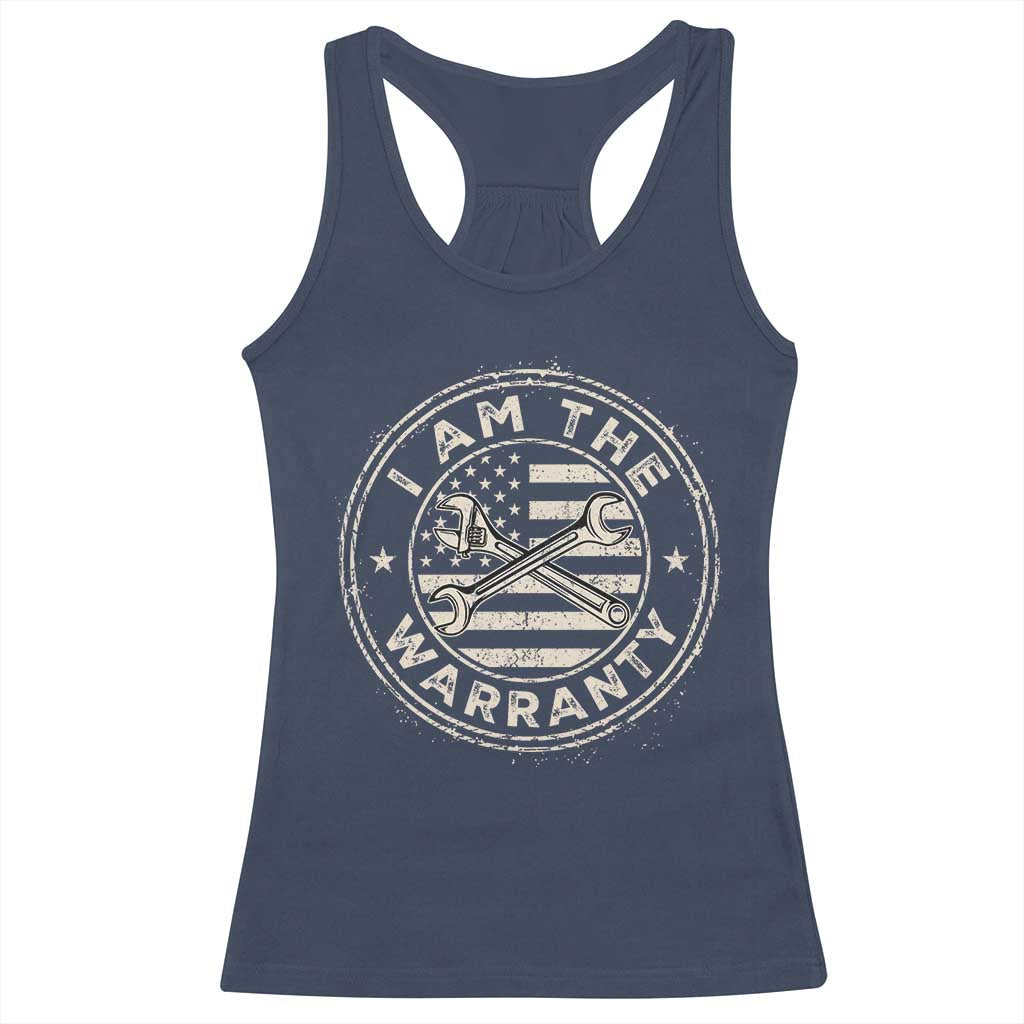 I Am The Warranty Funny Mechanic Racerback Tank Top Race Car Parts Repair Guy Vintage American Flag TS11 Navy Print Your Wear
