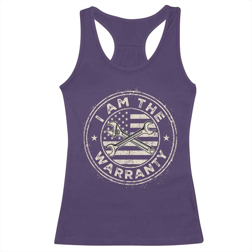 I Am The Warranty Funny Mechanic Racerback Tank Top Race Car Parts Repair Guy Vintage American Flag TS11 Purple Print Your Wear