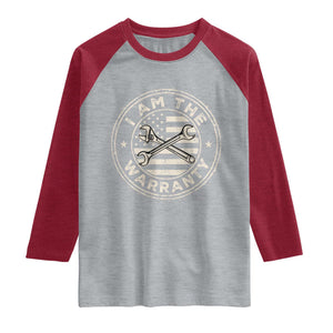 I Am The Warranty Funny Mechanic Raglan Shirt Race Car Parts Repair Guy Vintage American Flag TS11 Heather Gray Heather Red Print Your Wear