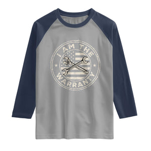 I Am The Warranty Funny Mechanic Raglan Shirt Race Car Parts Repair Guy Vintage American Flag TS11 Sport Gray Navy Print Your Wear