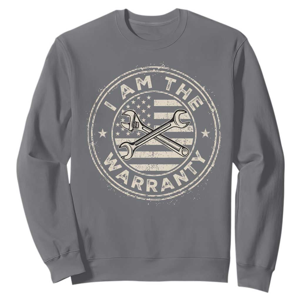 I Am The Warranty Funny Mechanic Sweatshirt Race Car Parts Repair Guy Vintage American Flag TS11 Charcoal Print Your Wear