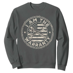 I Am The Warranty Funny Mechanic Sweatshirt Race Car Parts Repair Guy Vintage American Flag TS11 Dark Heather Print Your Wear