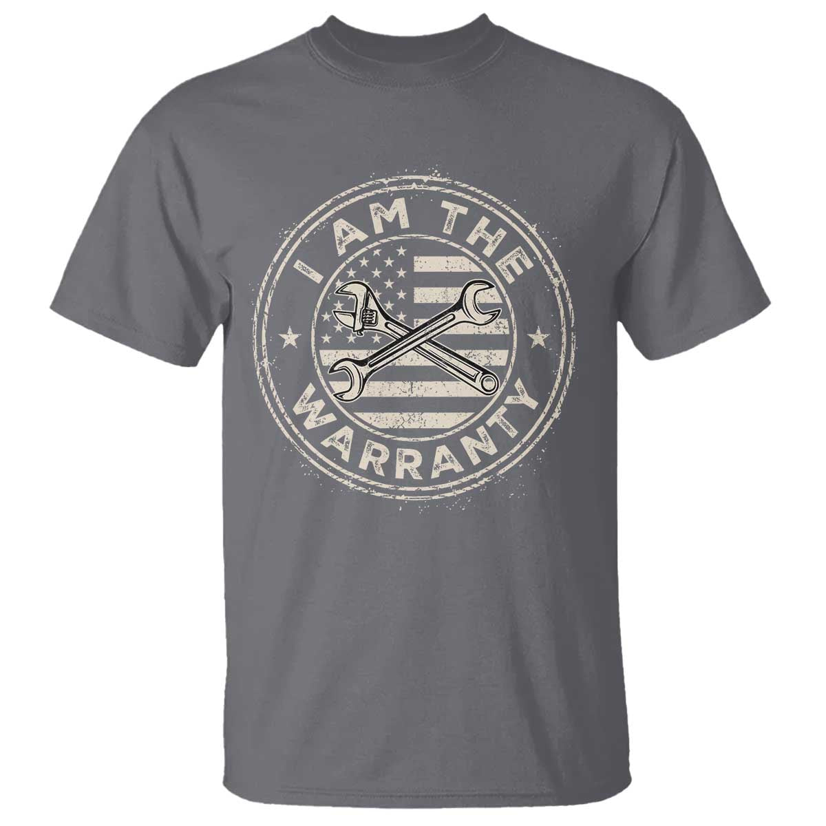 I Am The Warranty Funny Mechanic T Shirt Race Car Parts Repair Guy Vintage American Flag TS11 Charcoal Print Your Wear