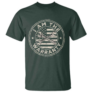 I Am The Warranty Funny Mechanic T Shirt Race Car Parts Repair Guy Vintage American Flag TS11 Dark Forest Green Print Your Wear