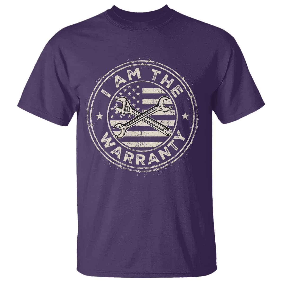I Am The Warranty Funny Mechanic T Shirt Race Car Parts Repair Guy Vintage American Flag TS11 Purple Print Your Wear