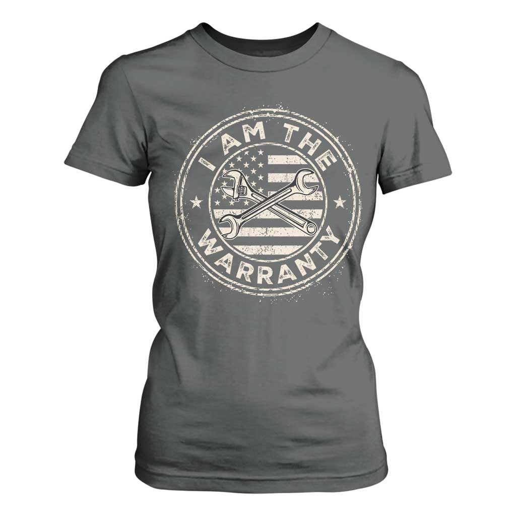 I Am The Warranty Funny Mechanic T Shirt For Women Race Car Parts Repair Guy Vintage American Flag TS11 Dark Heather Print Your Wear
