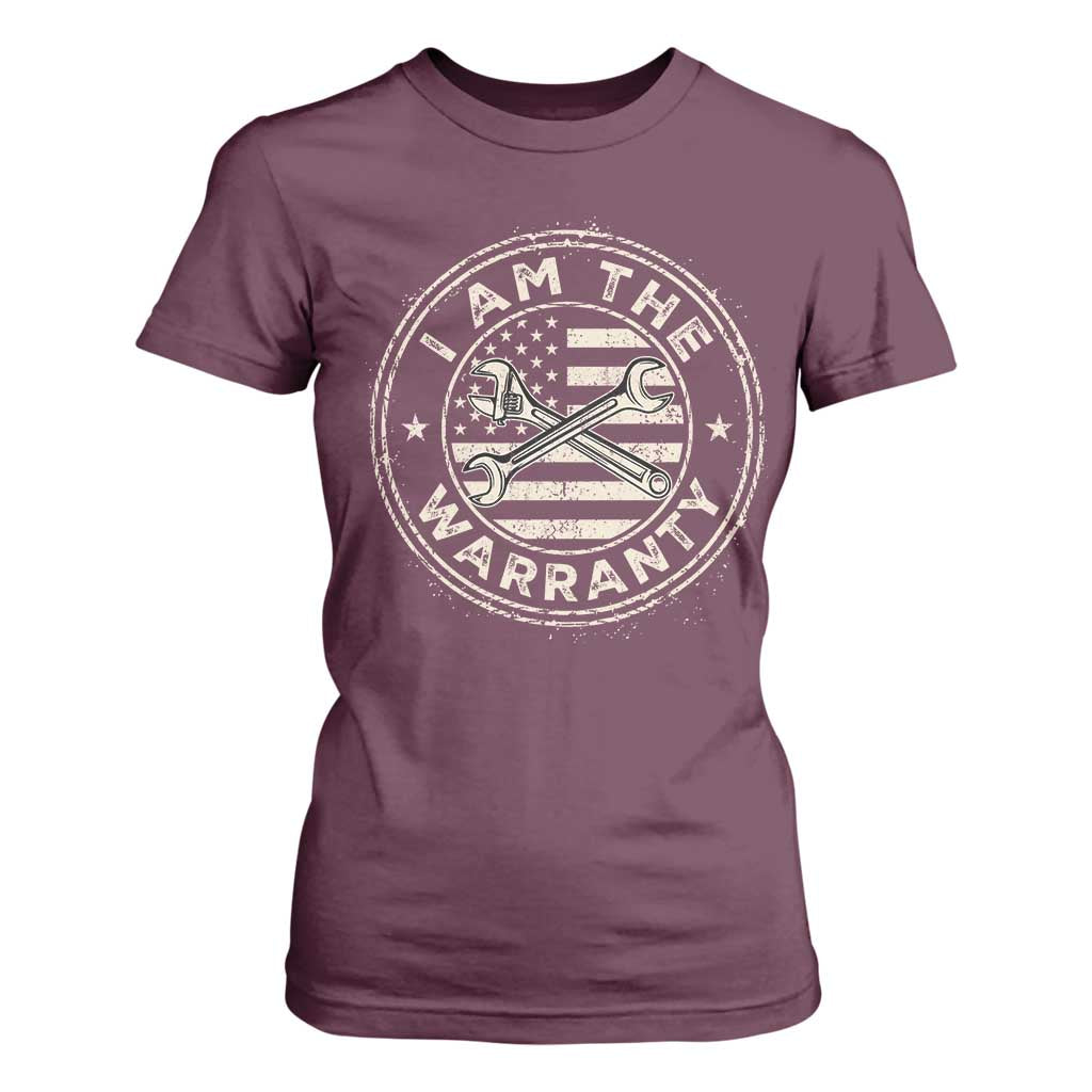 I Am The Warranty Funny Mechanic T Shirt For Women Race Car Parts Repair Guy Vintage American Flag TS11 Maroon Print Your Wear