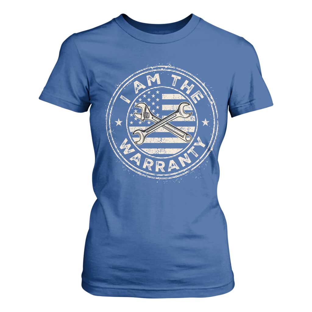 I Am The Warranty Funny Mechanic T Shirt For Women Race Car Parts Repair Guy Vintage American Flag TS11 Royal Blue Print Your Wear
