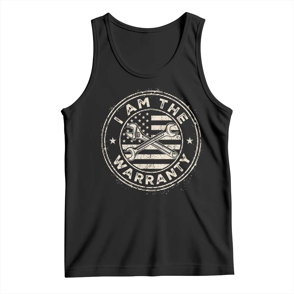 I Am The Warranty Funny Mechanic Tank Top Race Car Parts Repair Guy Vintage American Flag TS11 Black Print Your Wear