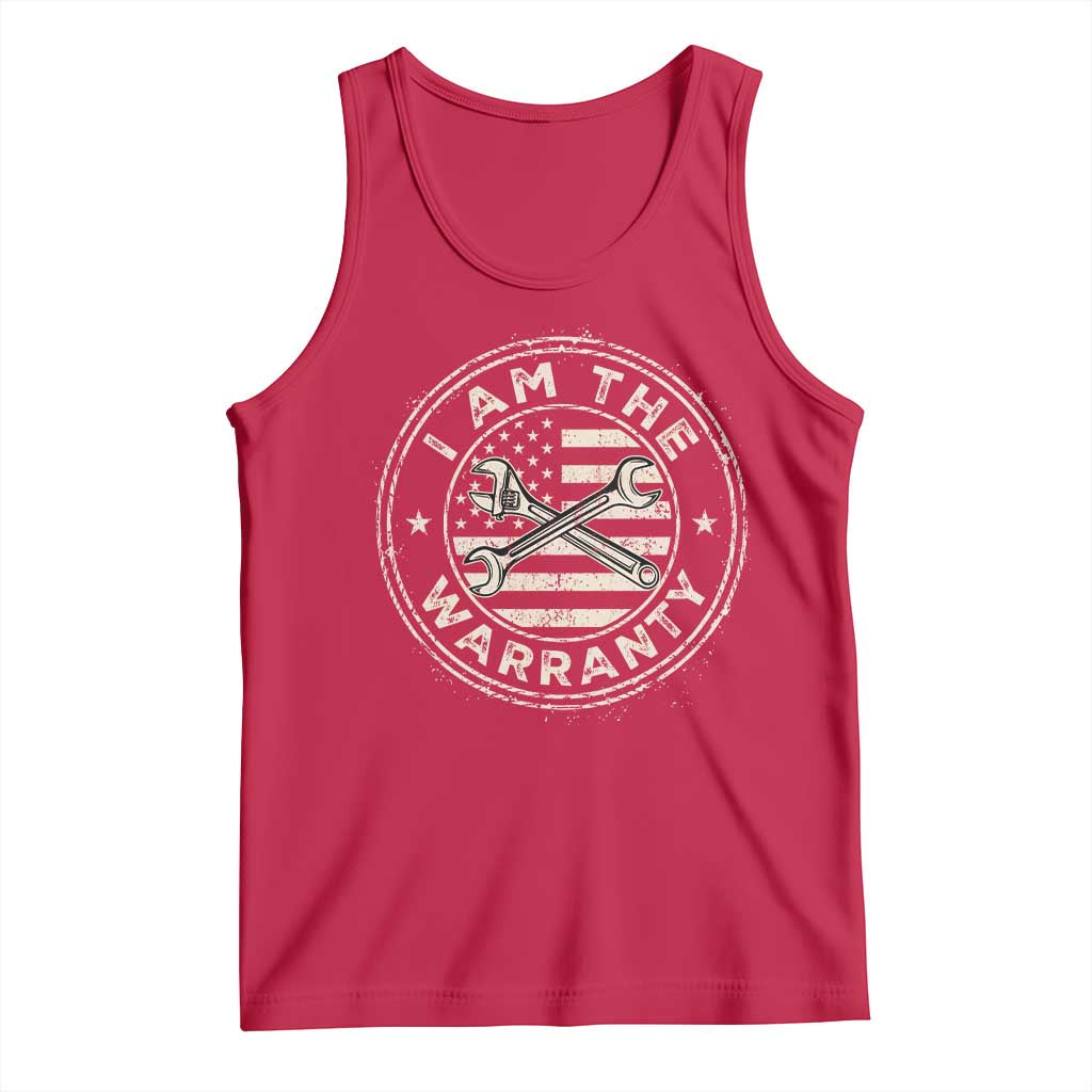I Am The Warranty Funny Mechanic Tank Top Race Car Parts Repair Guy Vintage American Flag TS11 Red Print Your Wear