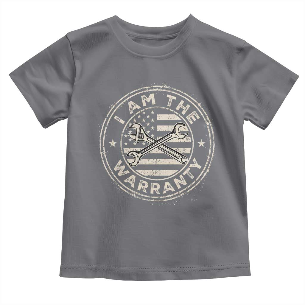 I Am The Warranty Funny Mechanic Toddler T Shirt Race Car Parts Repair Guy Vintage American Flag TS11 Charcoal Print Your Wear