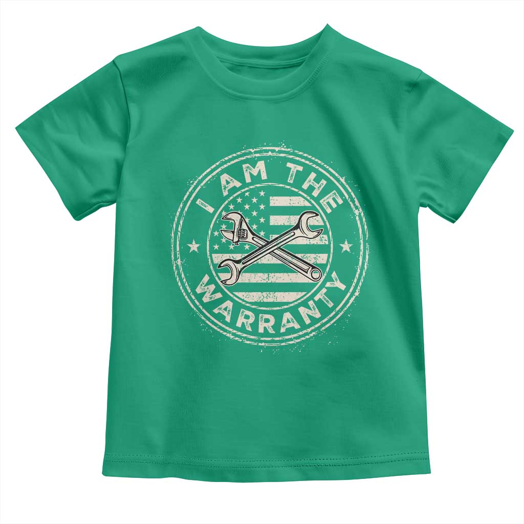 I Am The Warranty Funny Mechanic Toddler T Shirt Race Car Parts Repair Guy Vintage American Flag TS11 Irish Green Print Your Wear