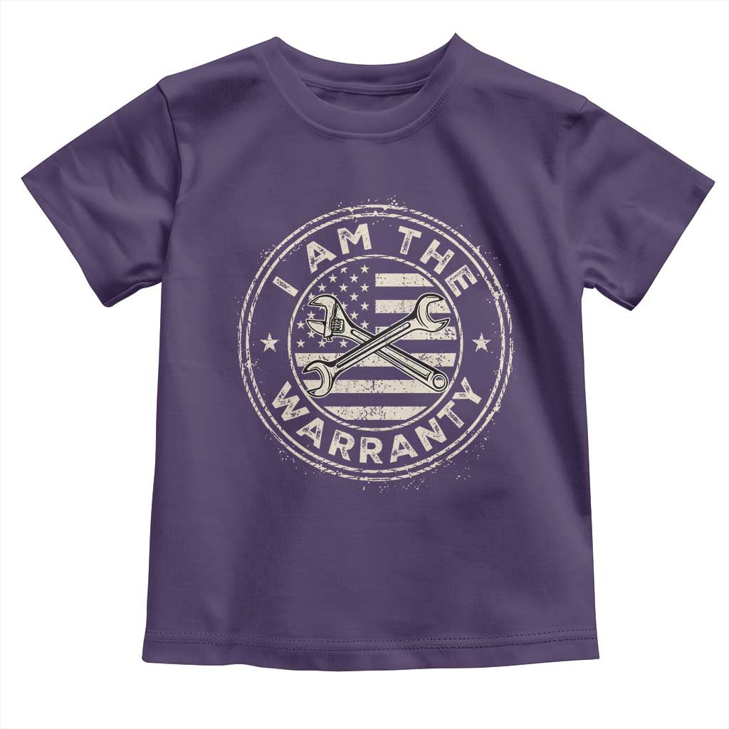 I Am The Warranty Funny Mechanic Toddler T Shirt Race Car Parts Repair Guy Vintage American Flag TS11 Purple Print Your Wear