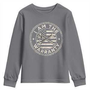 I Am The Warranty Funny Mechanic Youth Sweatshirt Race Car Parts Repair Guy Vintage American Flag TS11 Charcoal Print Your Wear