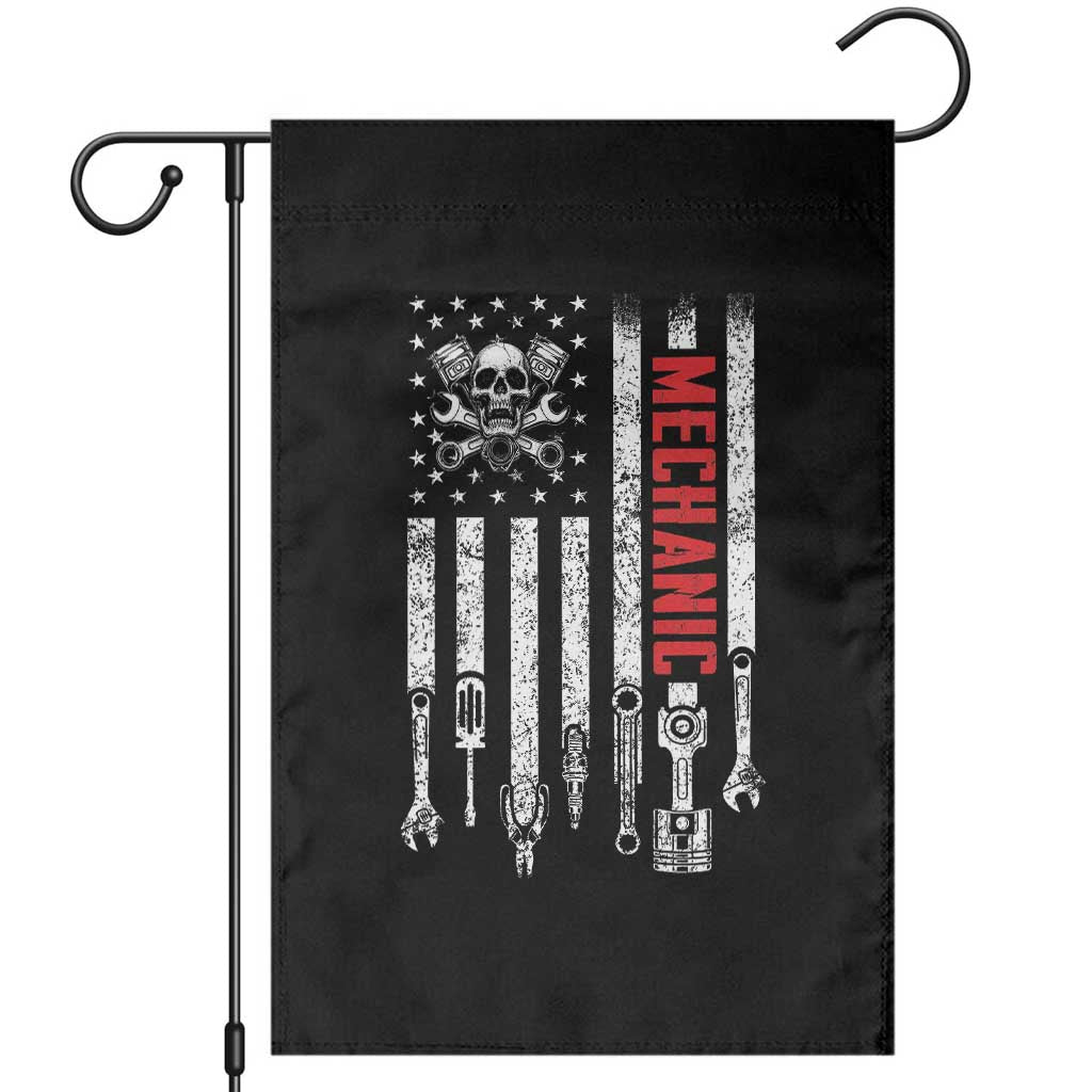 Mechanic American Flag Vintage Skull Auto Repair Handyman Garden Flag TS11 Black Print Your Wear